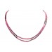 String Strand Necklace Red Ruby Oval Cut faceted Beads Treated Stones 2 line